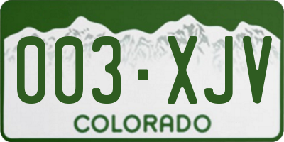 CO license plate 003XJV