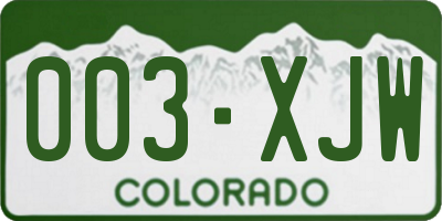 CO license plate 003XJW
