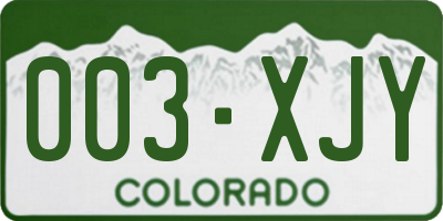 CO license plate 003XJY