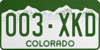 CO license plate 003XKD