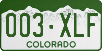 CO license plate 003XLF