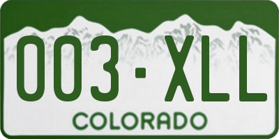 CO license plate 003XLL