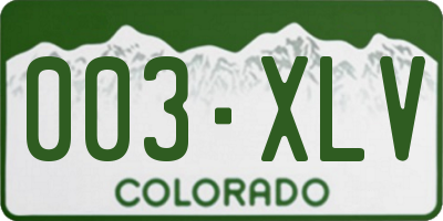 CO license plate 003XLV