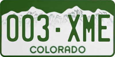 CO license plate 003XME