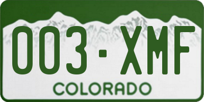 CO license plate 003XMF