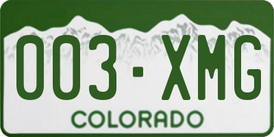 CO license plate 003XMG