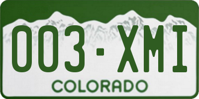 CO license plate 003XMI