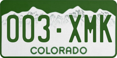 CO license plate 003XMK