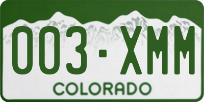 CO license plate 003XMM