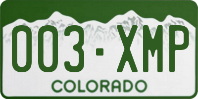 CO license plate 003XMP