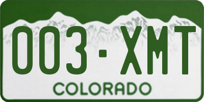 CO license plate 003XMT