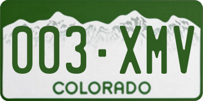 CO license plate 003XMV