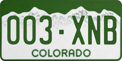 CO license plate 003XNB