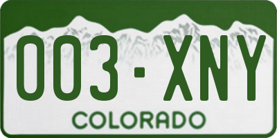 CO license plate 003XNY
