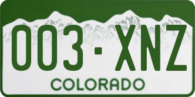 CO license plate 003XNZ