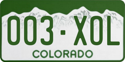 CO license plate 003XOL