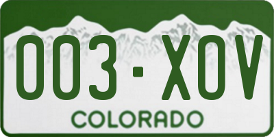 CO license plate 003XOV