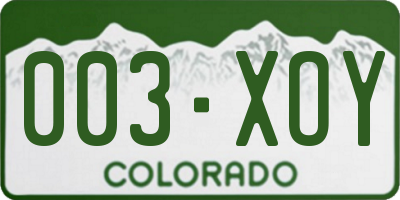 CO license plate 003XOY