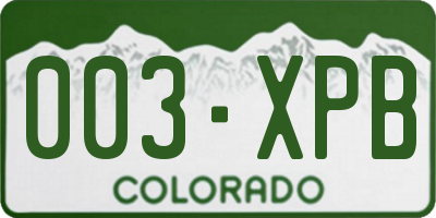 CO license plate 003XPB