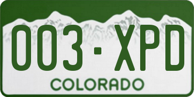 CO license plate 003XPD