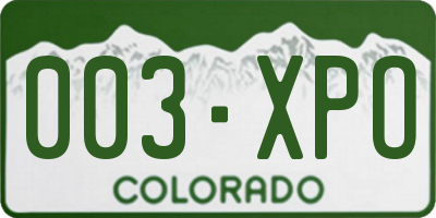 CO license plate 003XPO