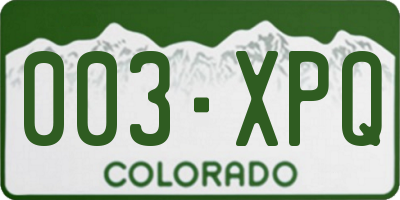 CO license plate 003XPQ