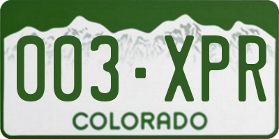 CO license plate 003XPR