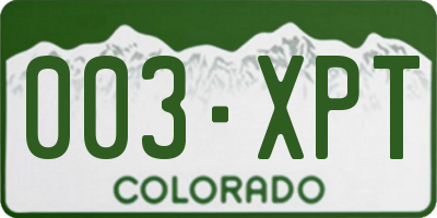 CO license plate 003XPT