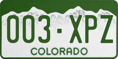 CO license plate 003XPZ