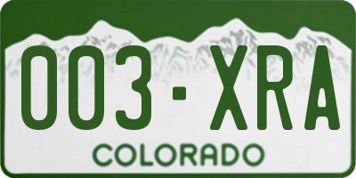 CO license plate 003XRA