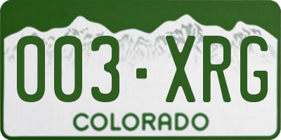 CO license plate 003XRG