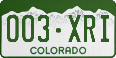 CO license plate 003XRI