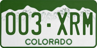 CO license plate 003XRM