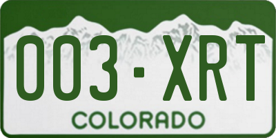 CO license plate 003XRT
