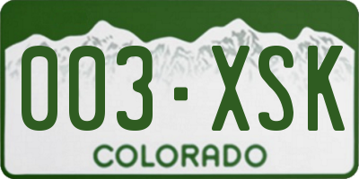 CO license plate 003XSK