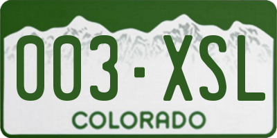 CO license plate 003XSL