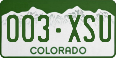 CO license plate 003XSU
