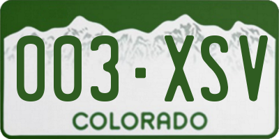CO license plate 003XSV