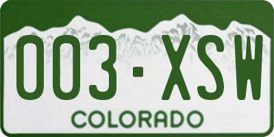 CO license plate 003XSW