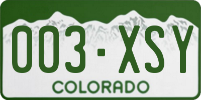 CO license plate 003XSY