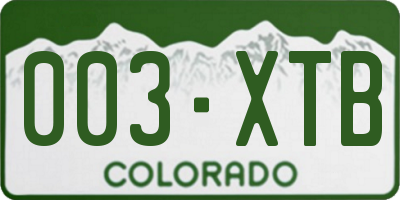 CO license plate 003XTB