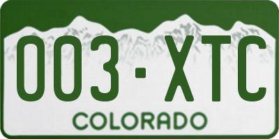 CO license plate 003XTC