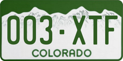 CO license plate 003XTF