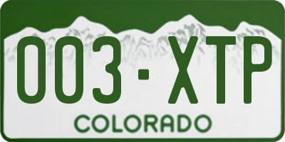 CO license plate 003XTP