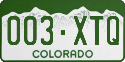 CO license plate 003XTQ