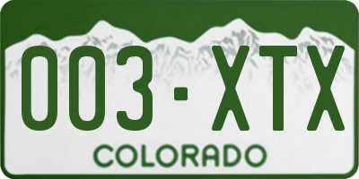 CO license plate 003XTX