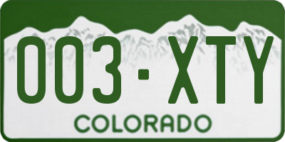 CO license plate 003XTY