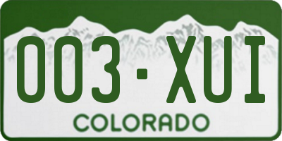 CO license plate 003XUI