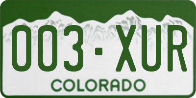 CO license plate 003XUR