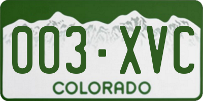 CO license plate 003XVC